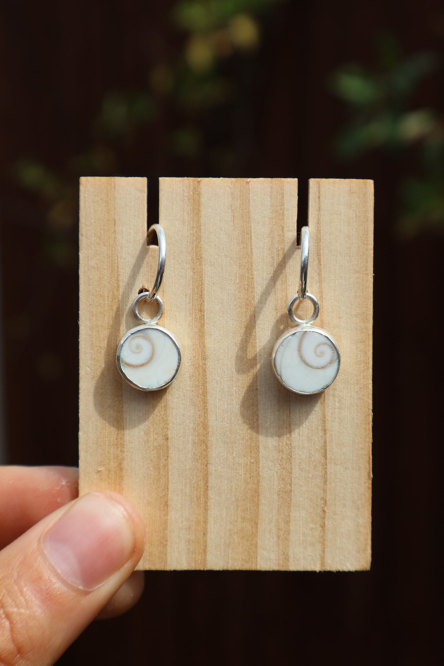 Shiva Shell Sterling Silver Operculum Earrings
