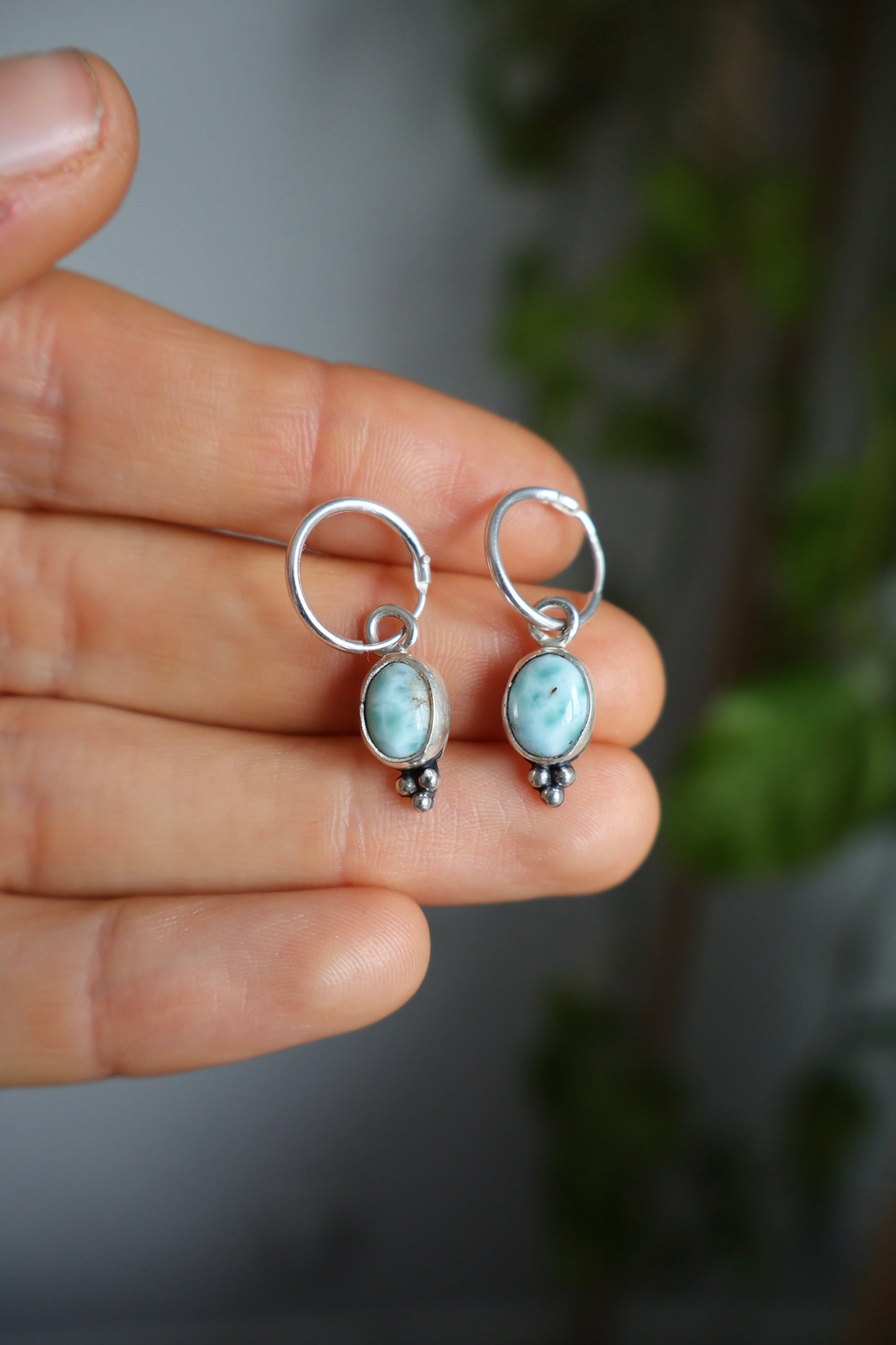 dainty larimar earrings