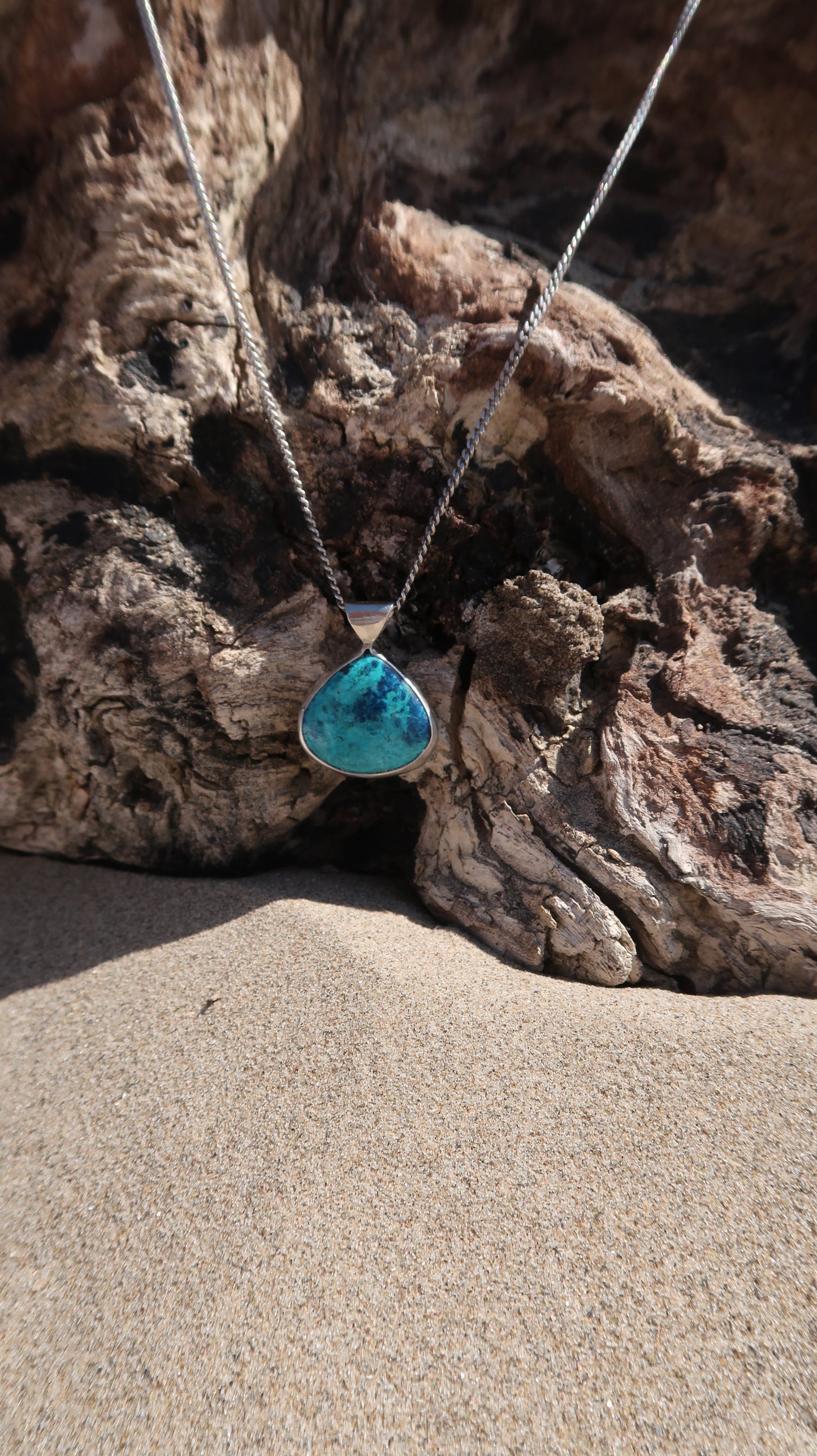 Blue Azurite Shattukite Ocean Pendant