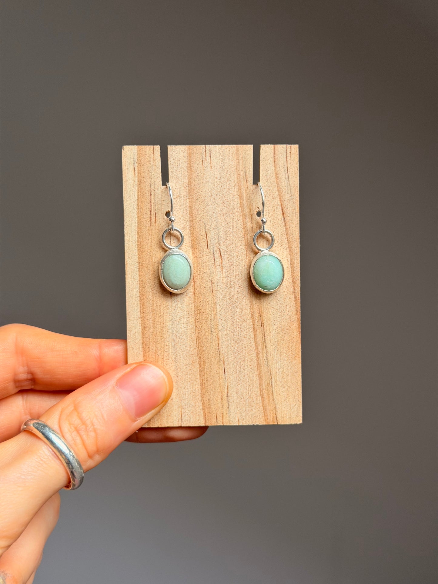 mint green sterling silver earrings