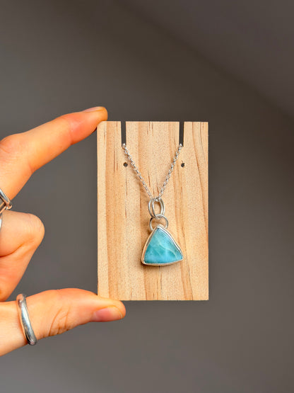 larimar triangle ocean sterling silver pendant