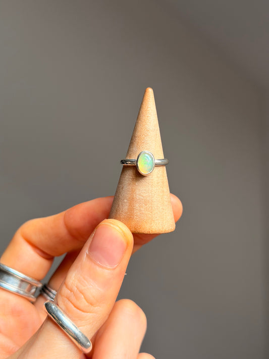 opal sterling silver midi ring