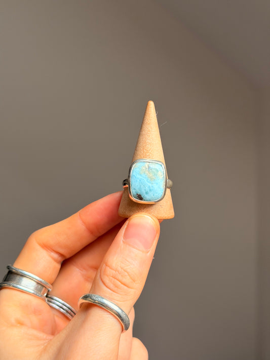 big blue chunky sterling silver ring size T