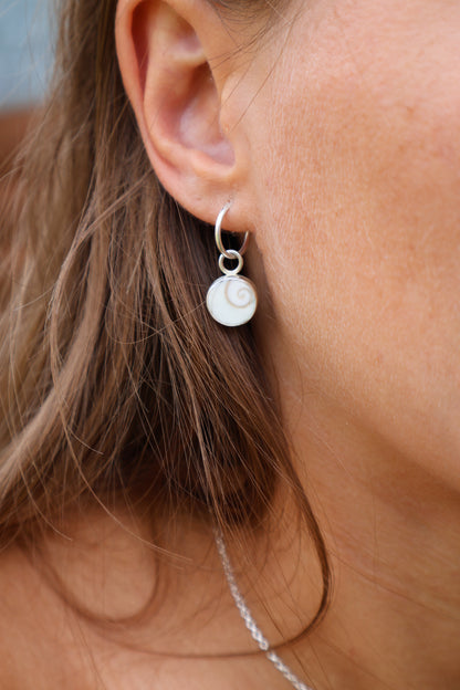 Shiva Shell Sterling Silver Operculum Earrings