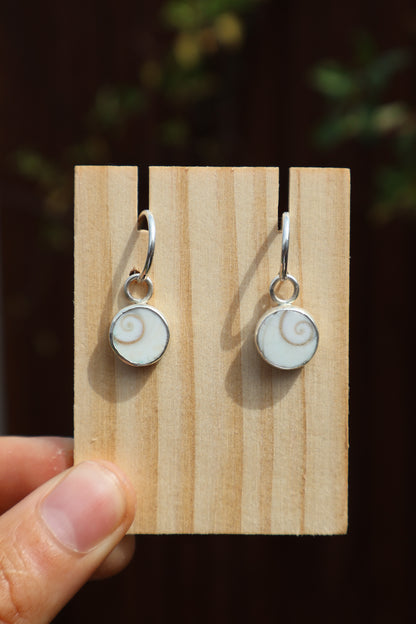 Shiva Shell Sterling Silver Operculum Earrings