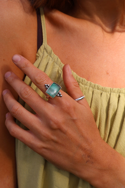 rectangle sterling silver earthy ring size O