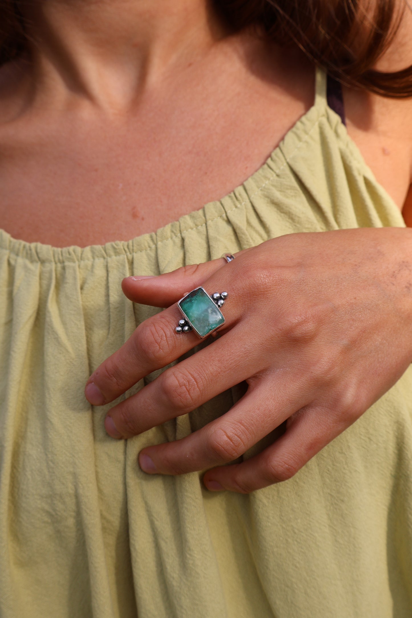 rectangle sterling silver earthy ring size O