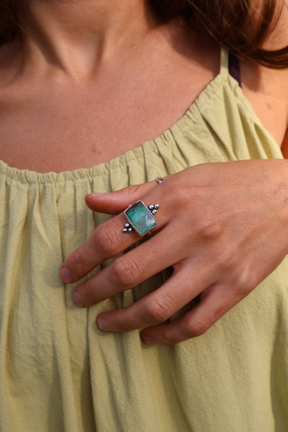 rectangle sterling silver earthy ring size O