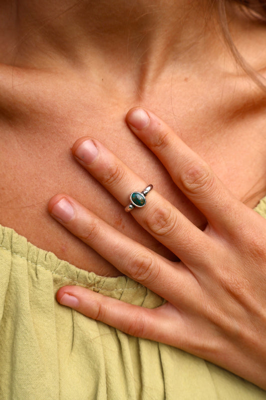earthy boho sterling silver midi ring