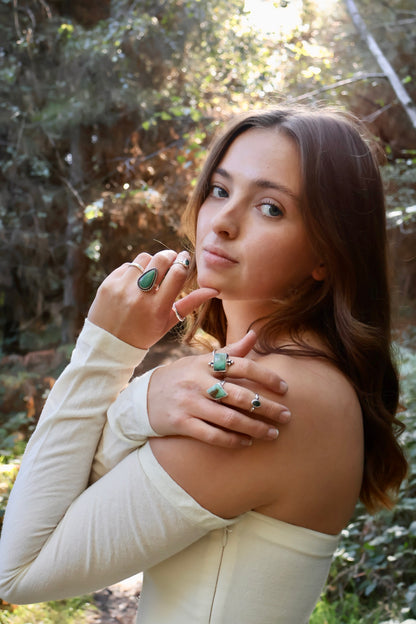 earthy boho sterling silver midi ring