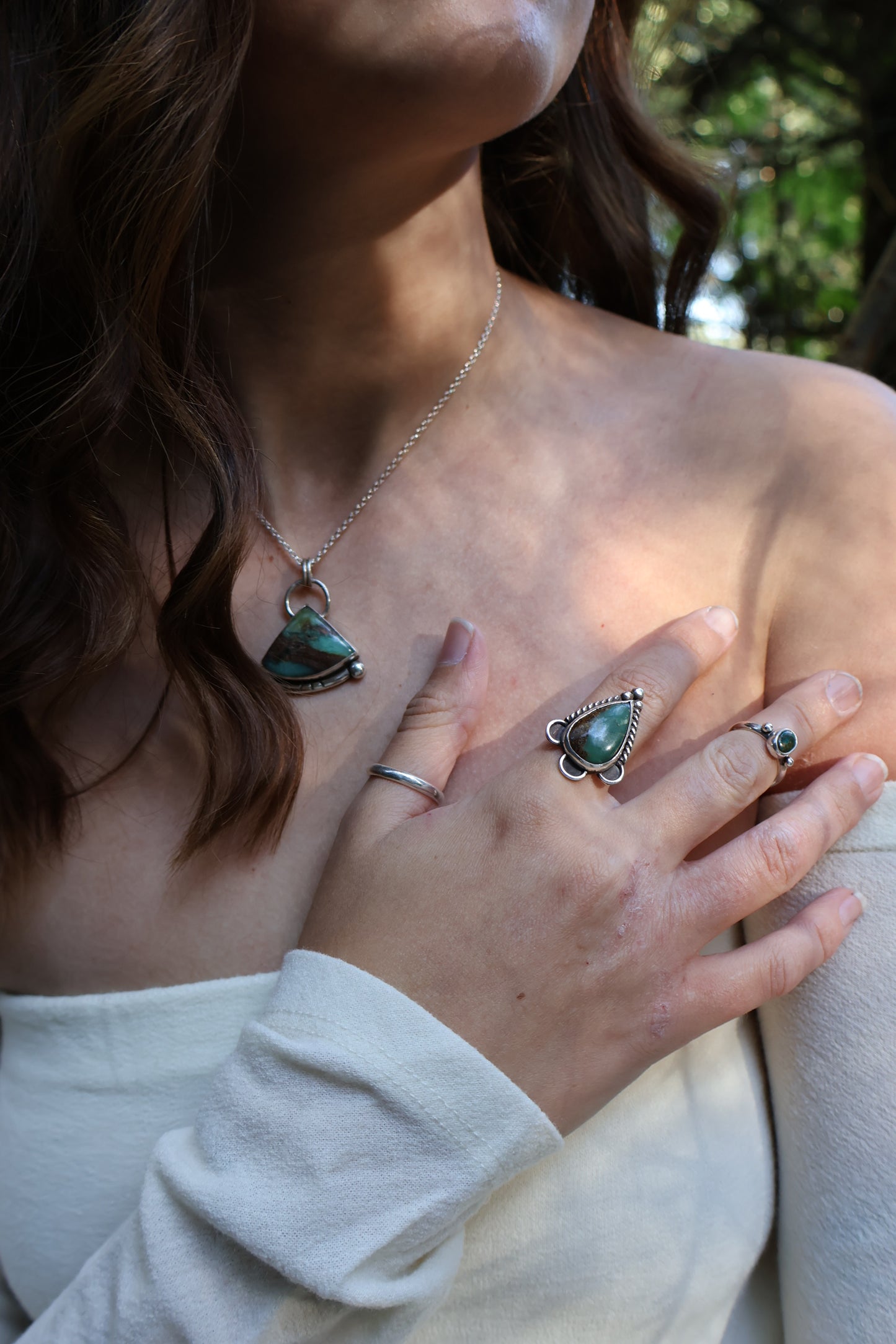 unique earthy statement sterling silver statement ring M 1/2