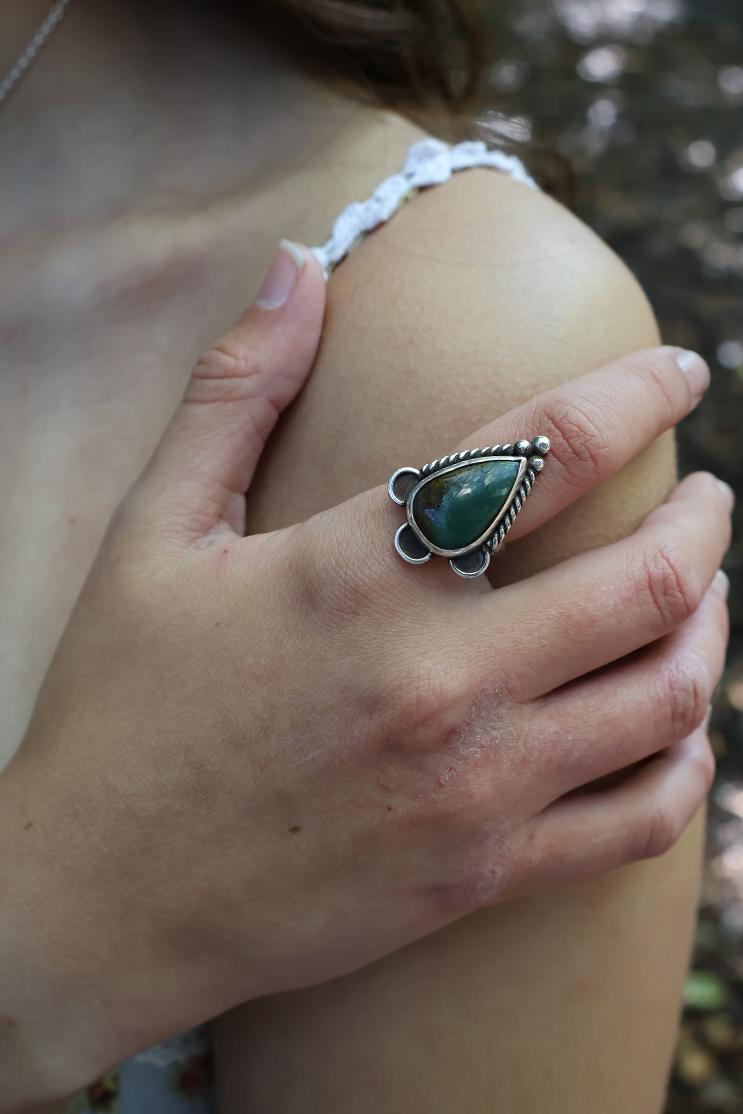 unique earthy statement sterling silver statement ring M 1/2