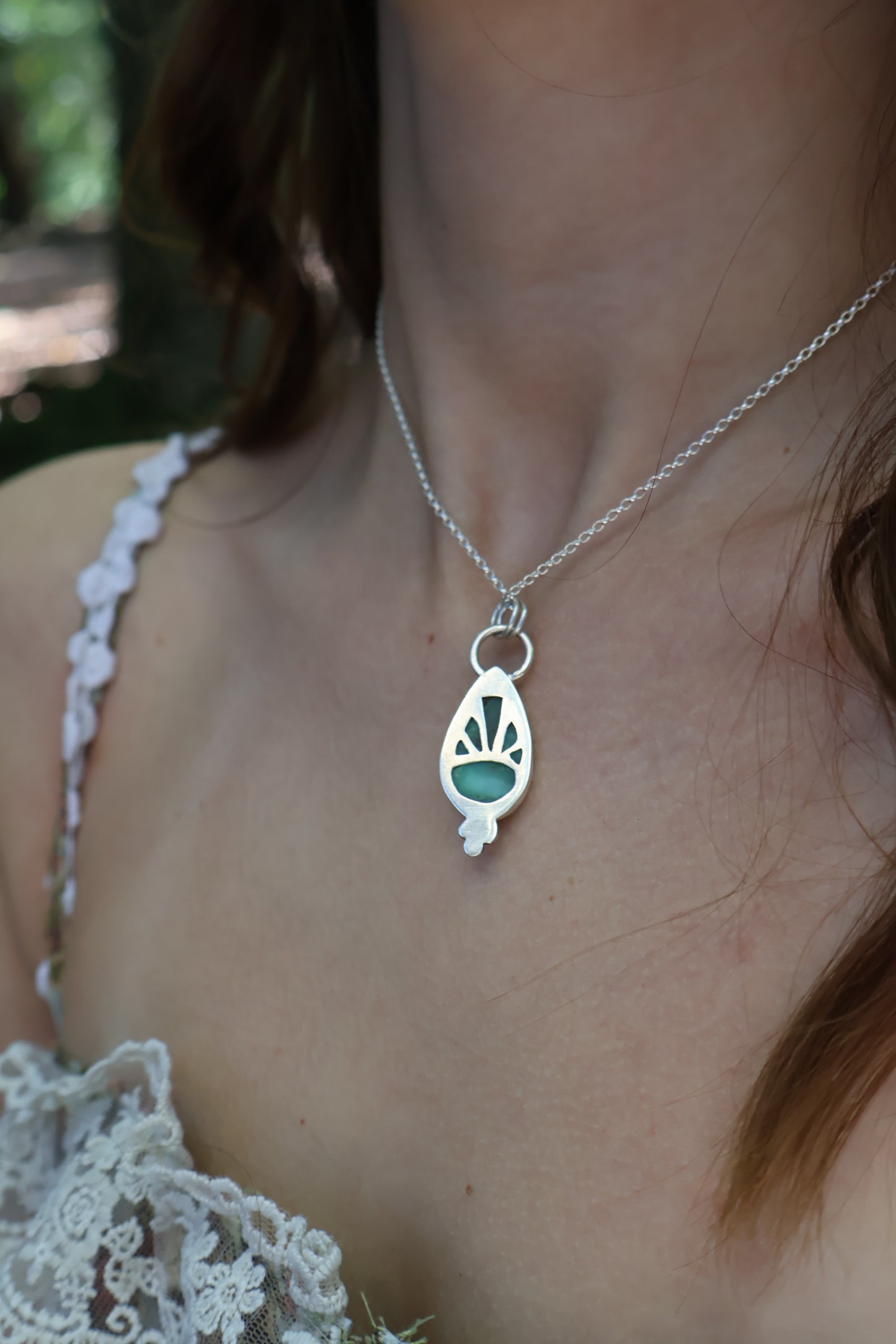 sunrise sterling silver earthy pendant