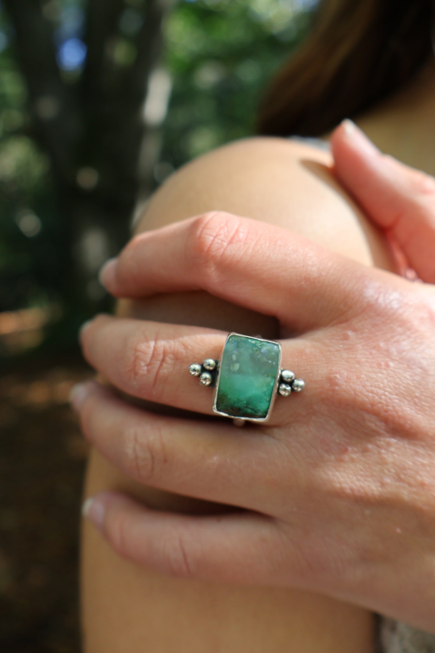 rectangle sterling silver earthy ring size O