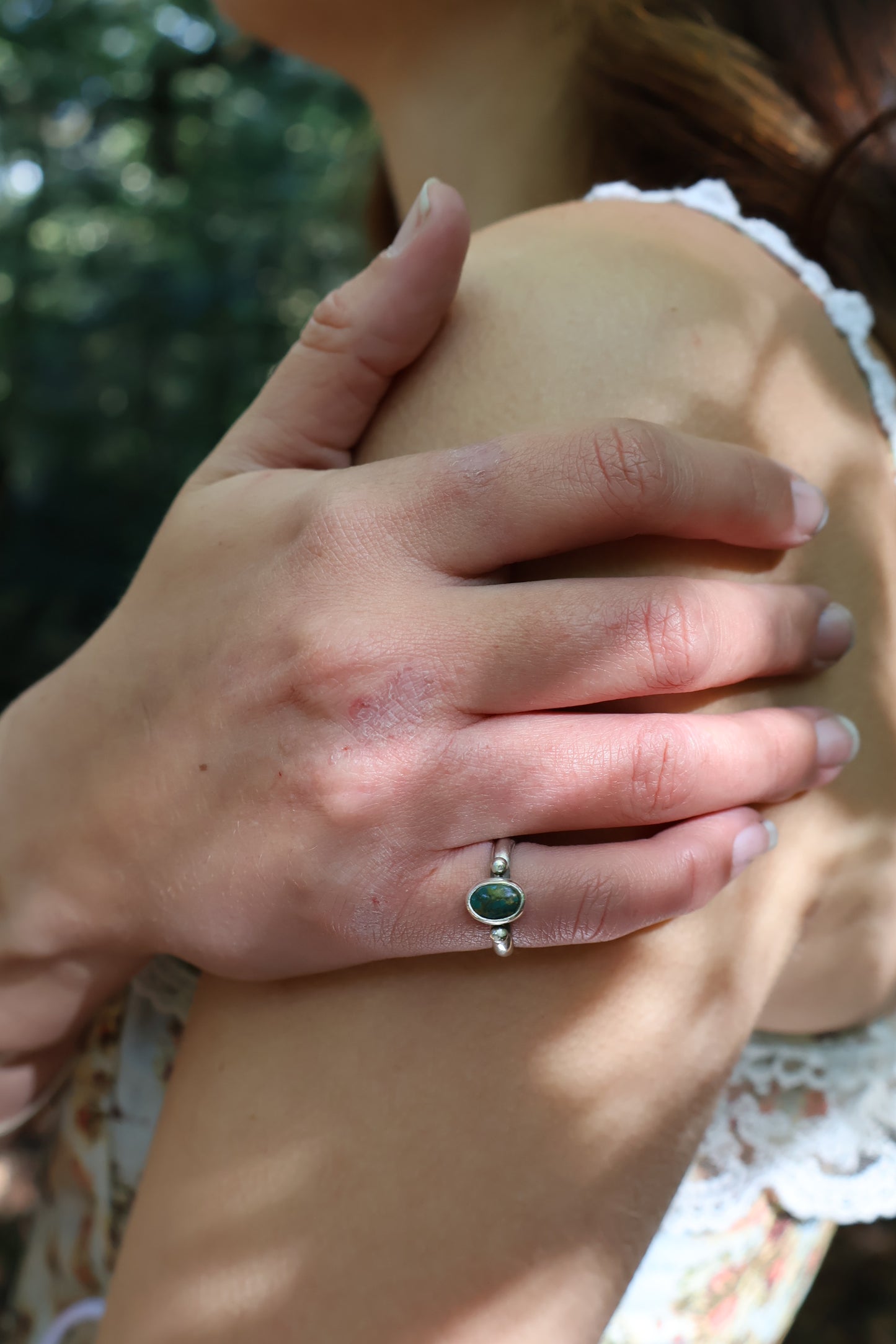 earthy boho sterling silver midi ring
