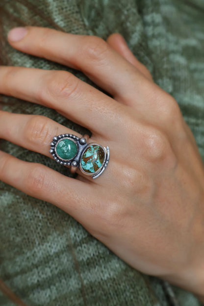 detailed two stone statement ring size M