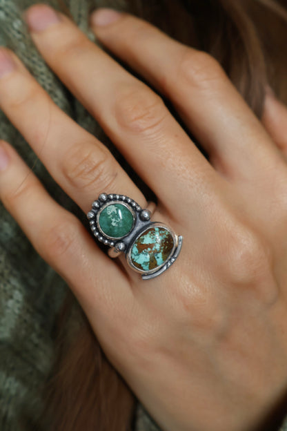 detailed two stone statement ring size M