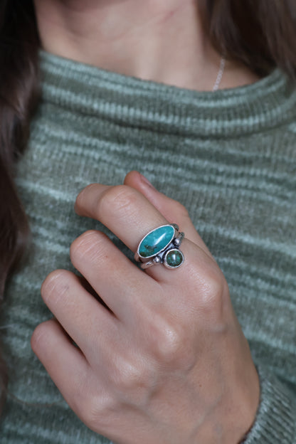 double stone unique ring size P