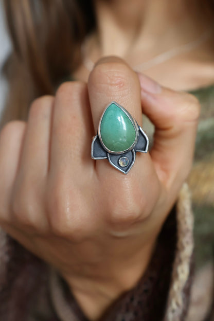 lotus flower sterling silver ring size O