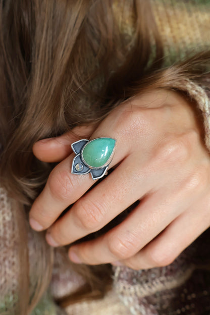 lotus flower sterling silver ring size O