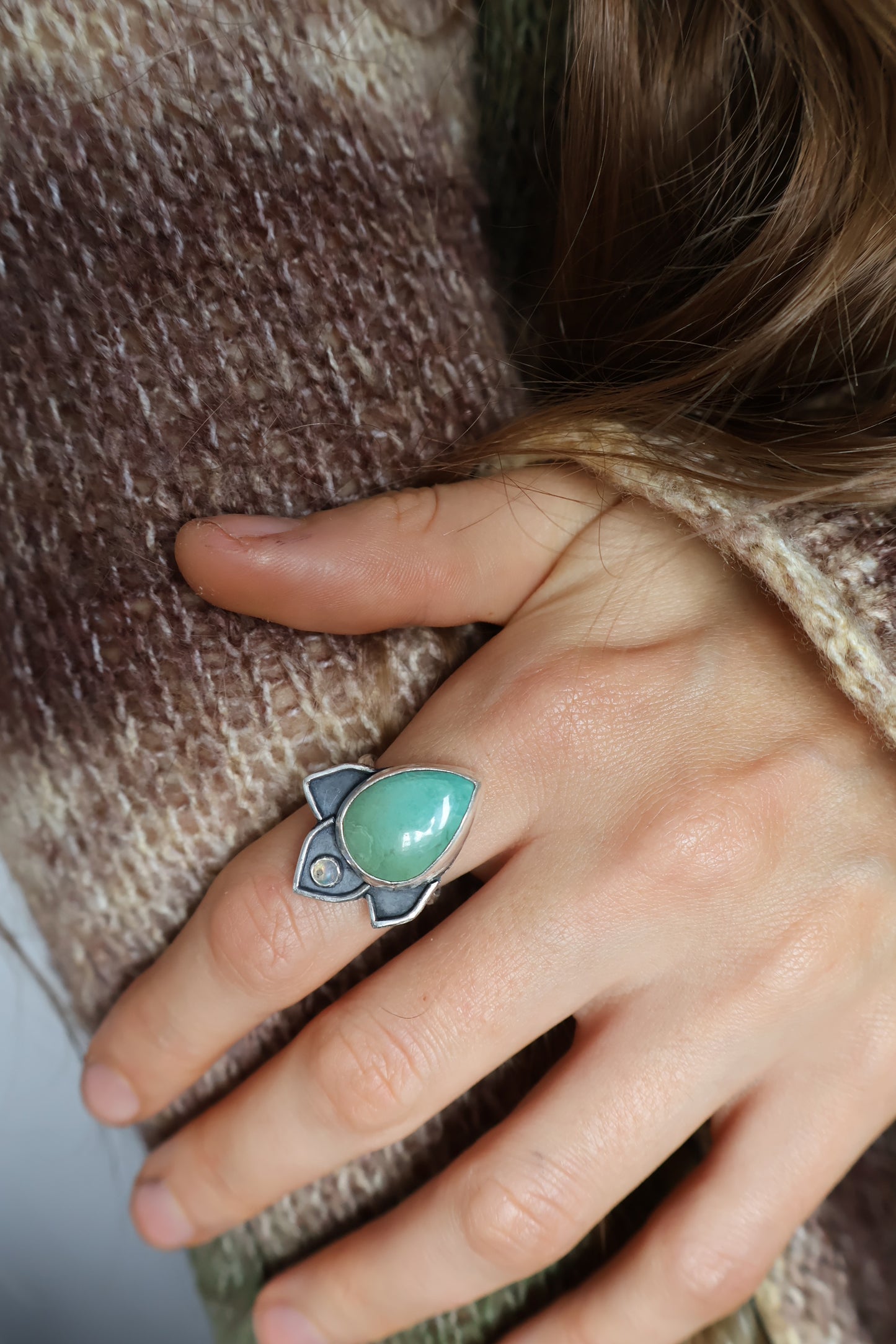 lotus flower sterling silver ring size O