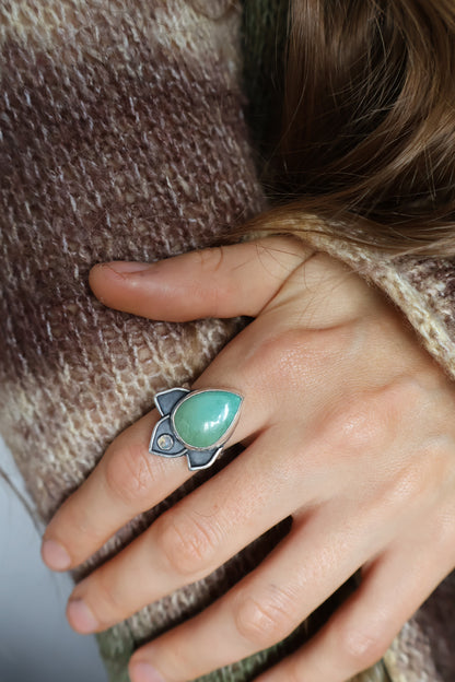 lotus flower sterling silver ring size O