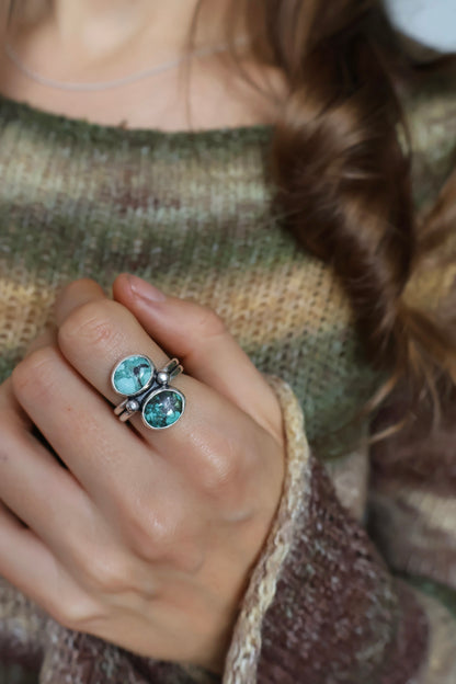 double stone statement sterling silver ring P