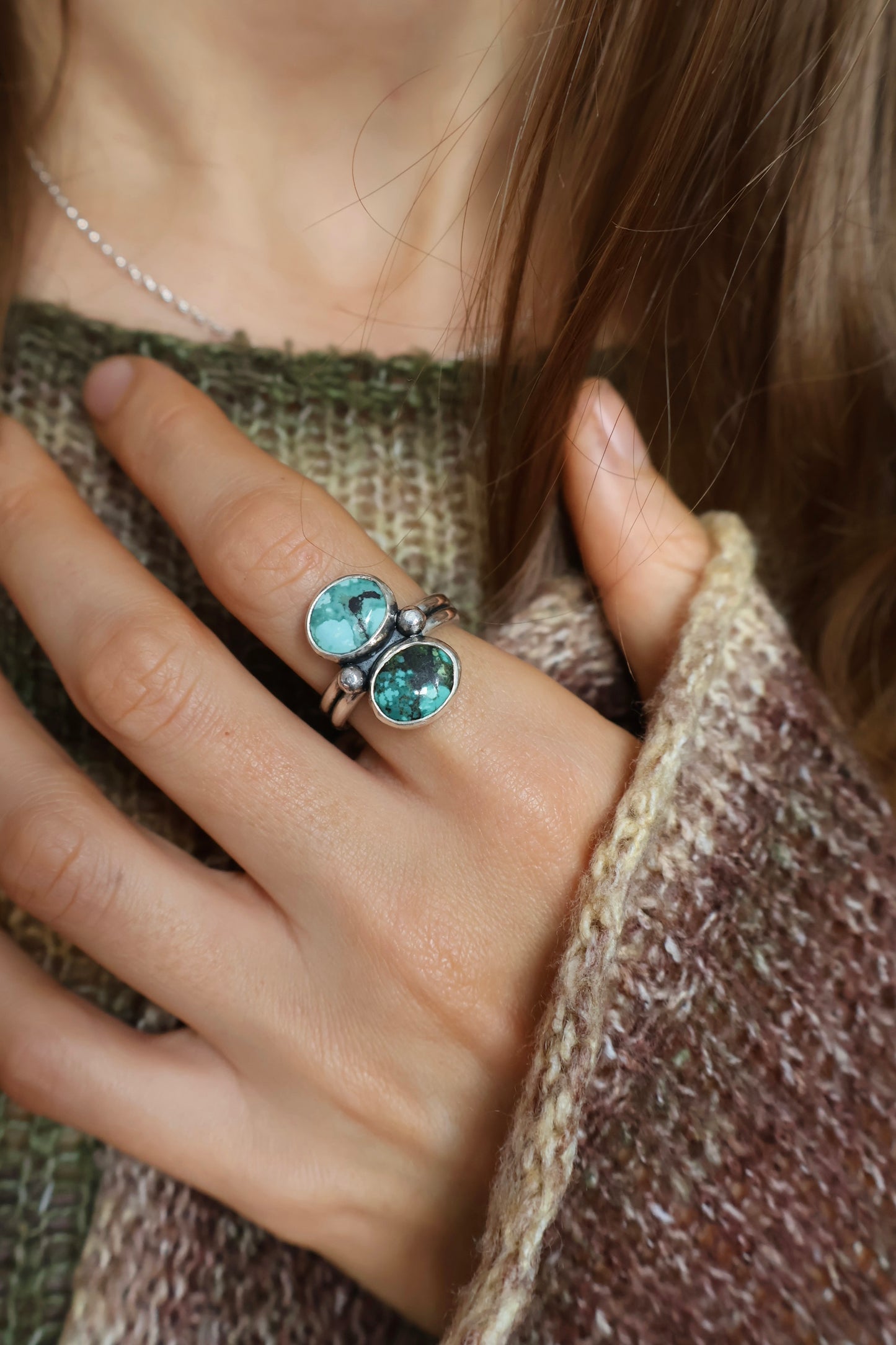 double stone statement sterling silver ring P