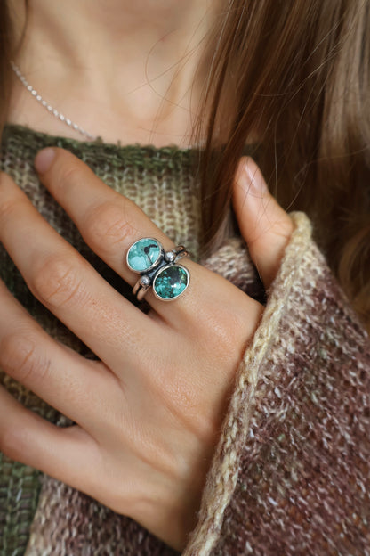 double stone statement sterling silver ring P