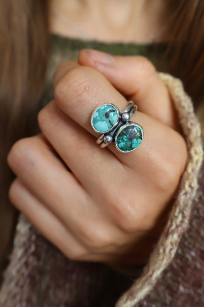 double stone statement sterling silver ring P