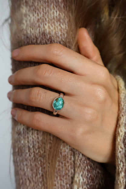 simple stone chunky ring hammered size L