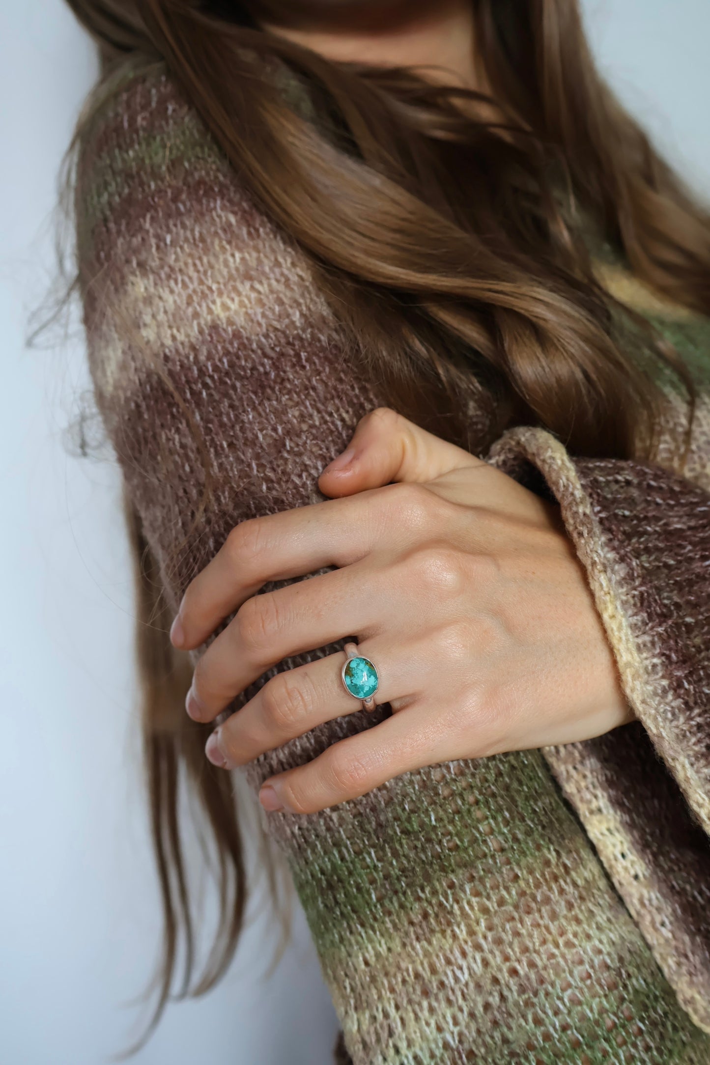simple stone chunky ring hammered size L
