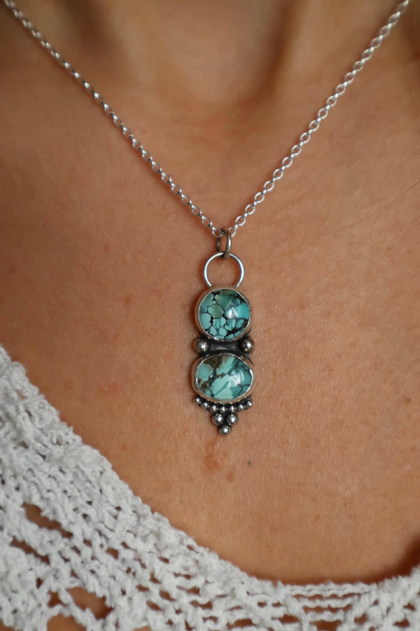 detailed two stone boho pendant