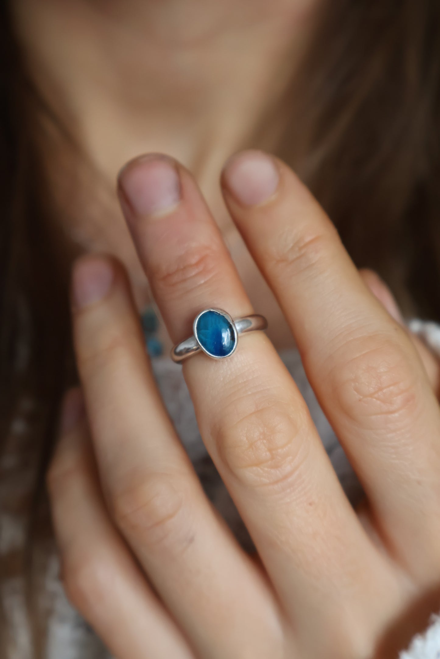 blue midi ring size H