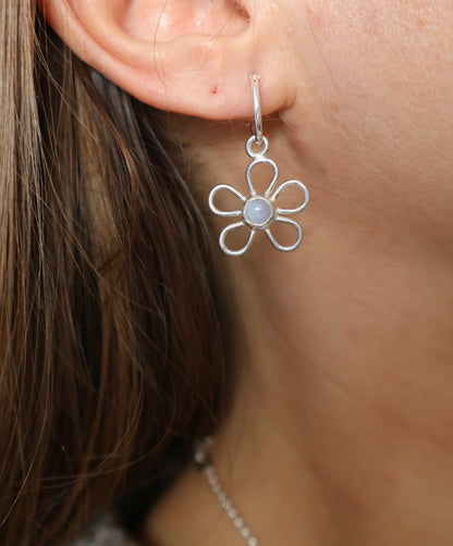 moonstone flower earrings