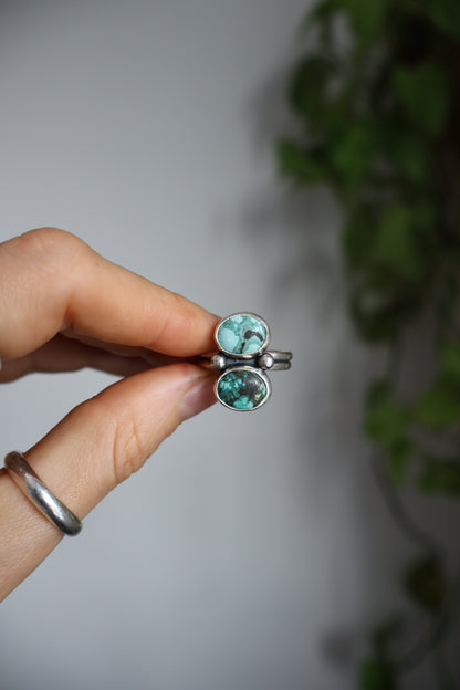 double stone statement sterling silver ring P