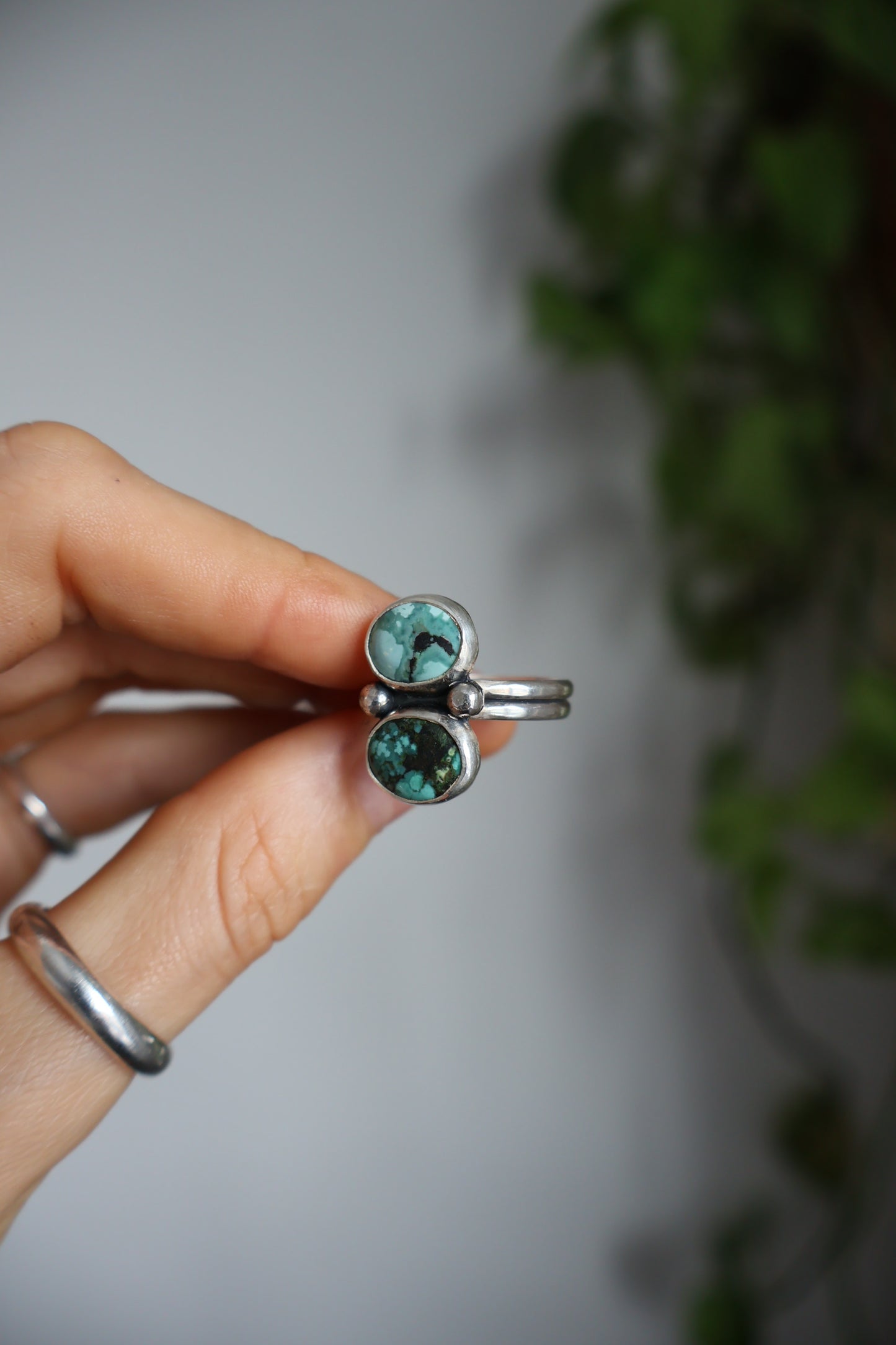 double stone statement sterling silver ring P