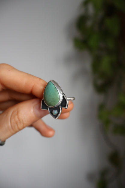 lotus flower sterling silver ring size O