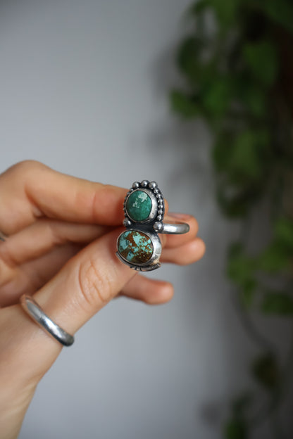 detailed two stone statement ring size M