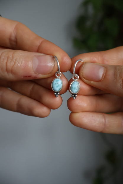 dainty larimar earrings