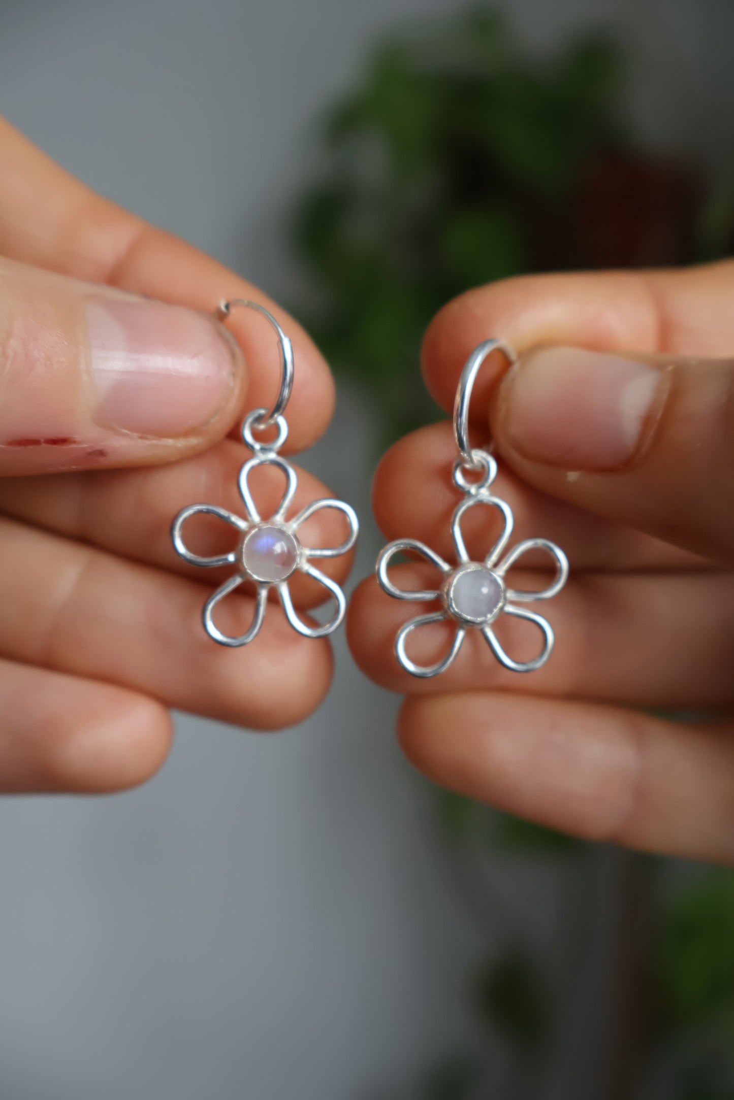 moonstone flower earrings