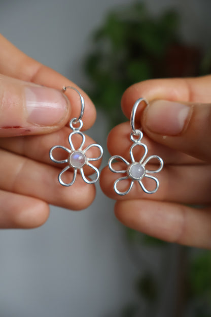 moonstone flower earrings