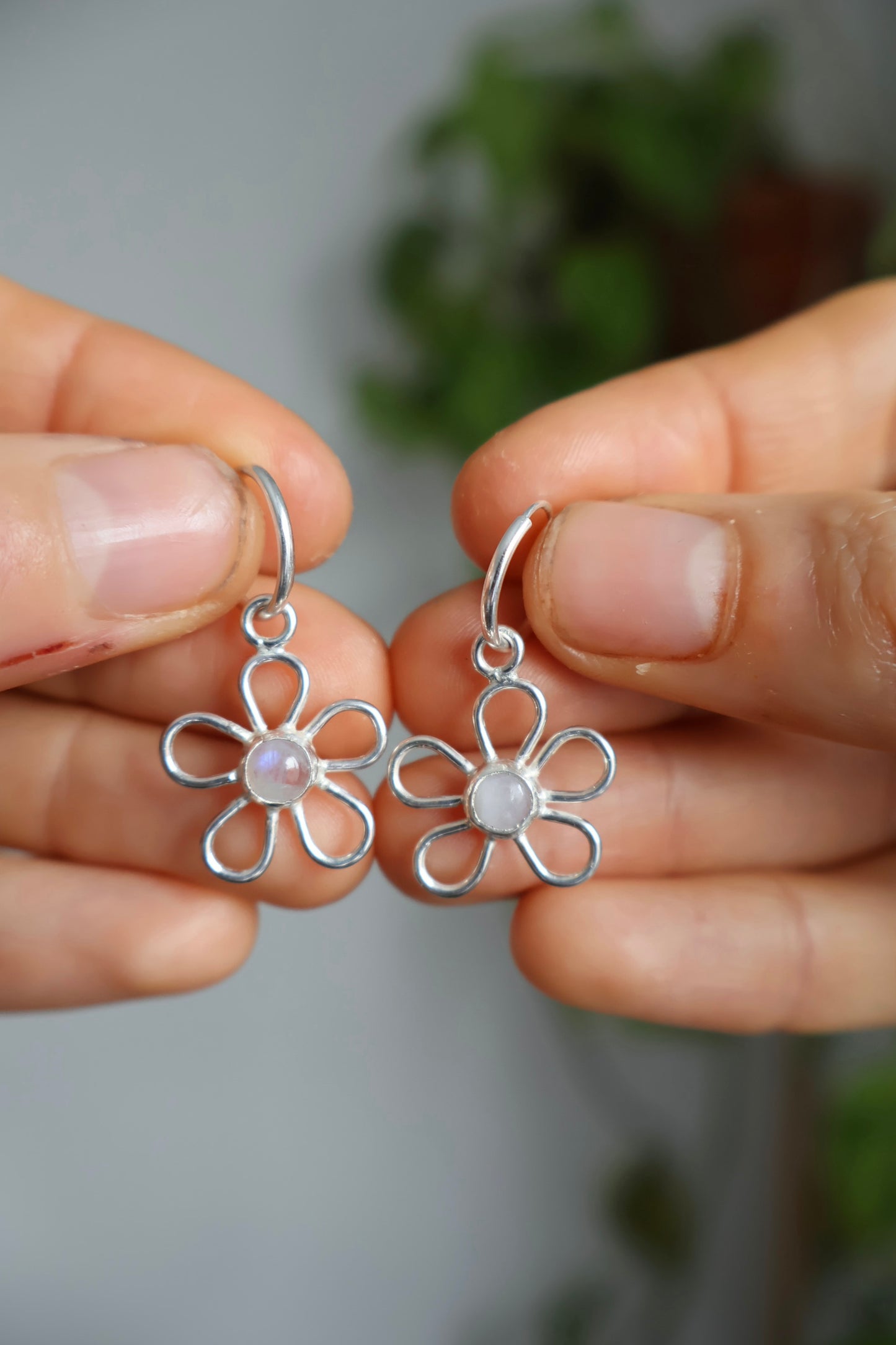 moonstone flower earrings