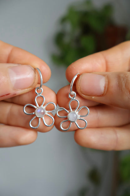 moonstone flower earrings