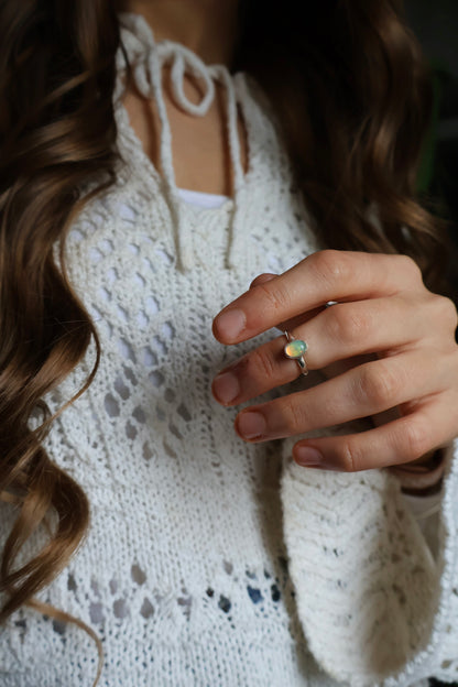 opal sterling silver midi ring
