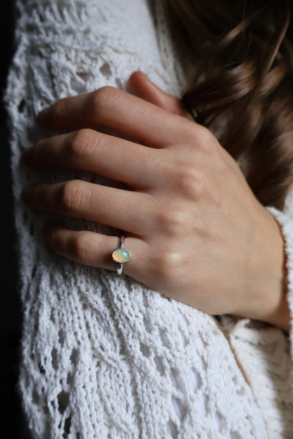 opal sterling silver midi ring