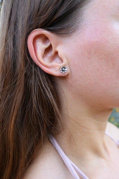 handmade flower power sterling silver studs