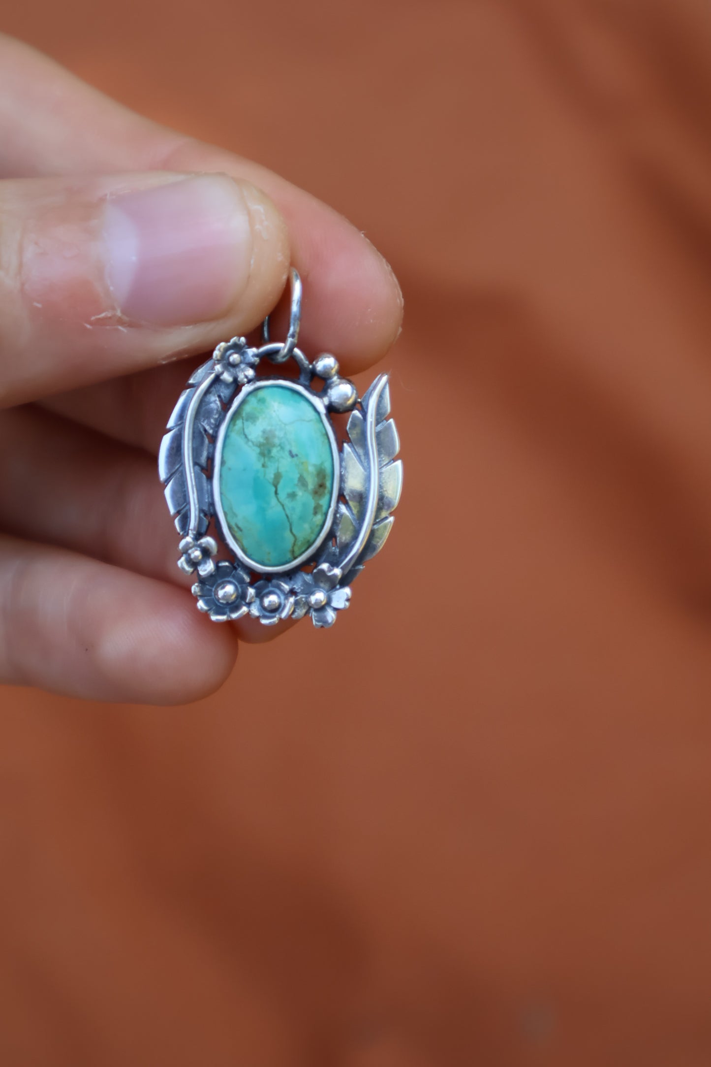 boho flower power sterling silver pendant