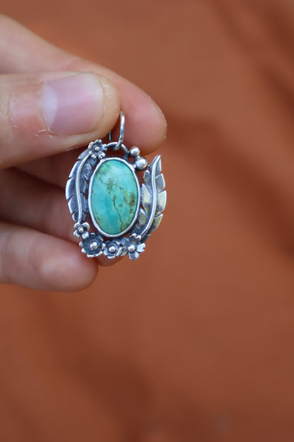 boho flower power sterling silver pendant
