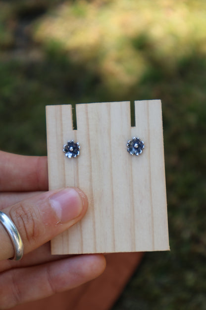 handmade flower power sterling silver studs